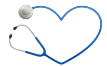 Blaues Stethoskop, dessen Schlauch die Form eines Herzens bildet.